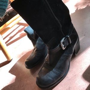 Franco Sarto Black Leather JELLY Boots. Size 7.5